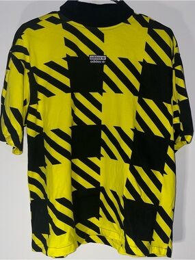 Adidas Originals RYV T-Shirt Womens Small Yellow Black Pullover Geometric GD3961